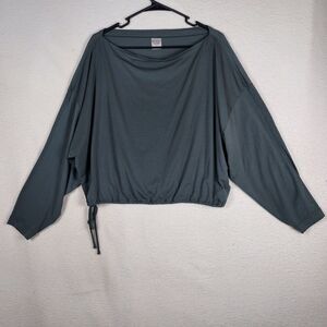 Athleta Women’s Large Teal Pullover Top Drawstring Waist Lightweight Lounge